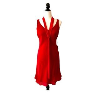 New vintage 90s semi formal red cocktail dress slip dress scarf